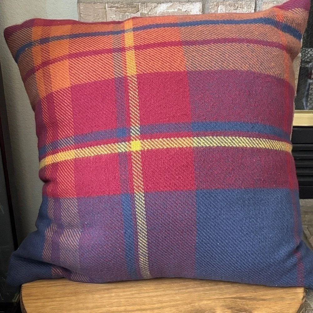 Sonoma Oversized Fall Plaid Square Throw Pillow (Red, Orange, Blue, Purple) 20